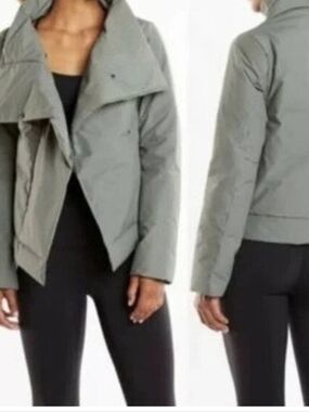 Lucy Activewear Hathaway Green Asymmetrical Goose Down Coat Puffer Jacket Medium